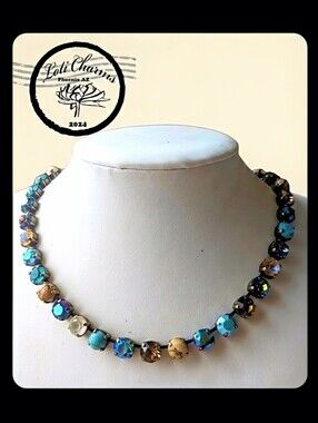 Brown Crystals & Natural Stones In Unique Classic Tennis Necklace